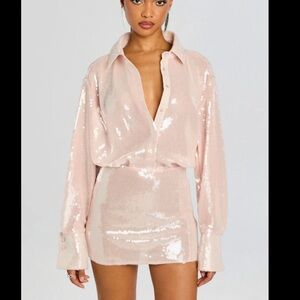 Lovers + Friends Pale Pink Sequin Mini Dress